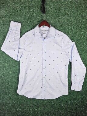 Perry Ellis Stretch Light Blue Long-Sleeve Button-Down Shirt / Mens Size L/G